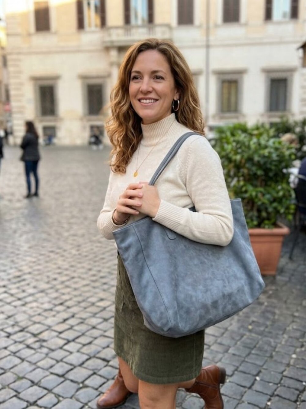 Saks Fifth Avenue Gray Suede Oversized Tote Bag‎ Shoulder Bag